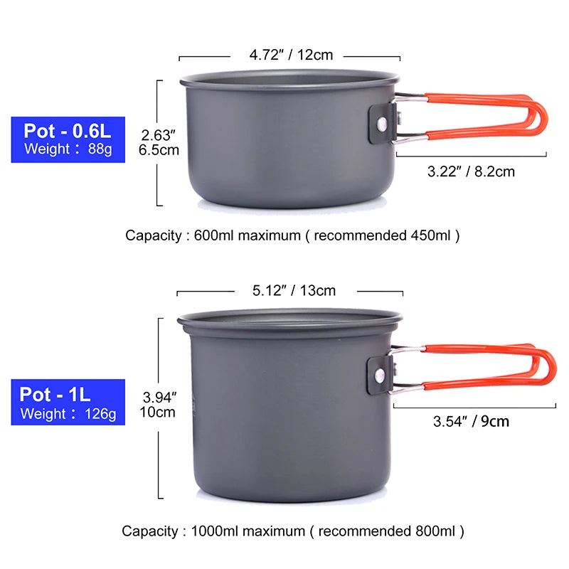 Widesea Portable Camping Cookware Set With Folding Tableware