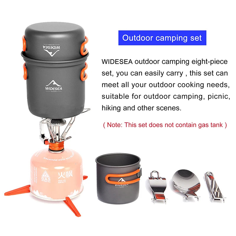 Widesea Portable Camping Cookware Set With Folding Tableware