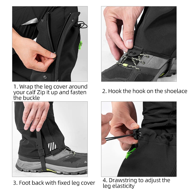 Rockbros Waterproof Leg Gaiters For Outdoor Hiking And Skiing