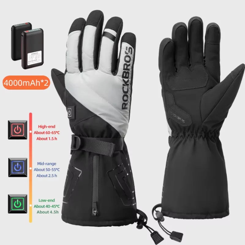 Rockbros Heated Winter Gloves With Touchscreen And Waterproof Design