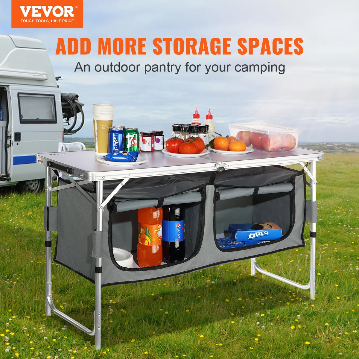 Vevor Portable Mdf Folding Camping Kitchen Table For Picnic Bbq