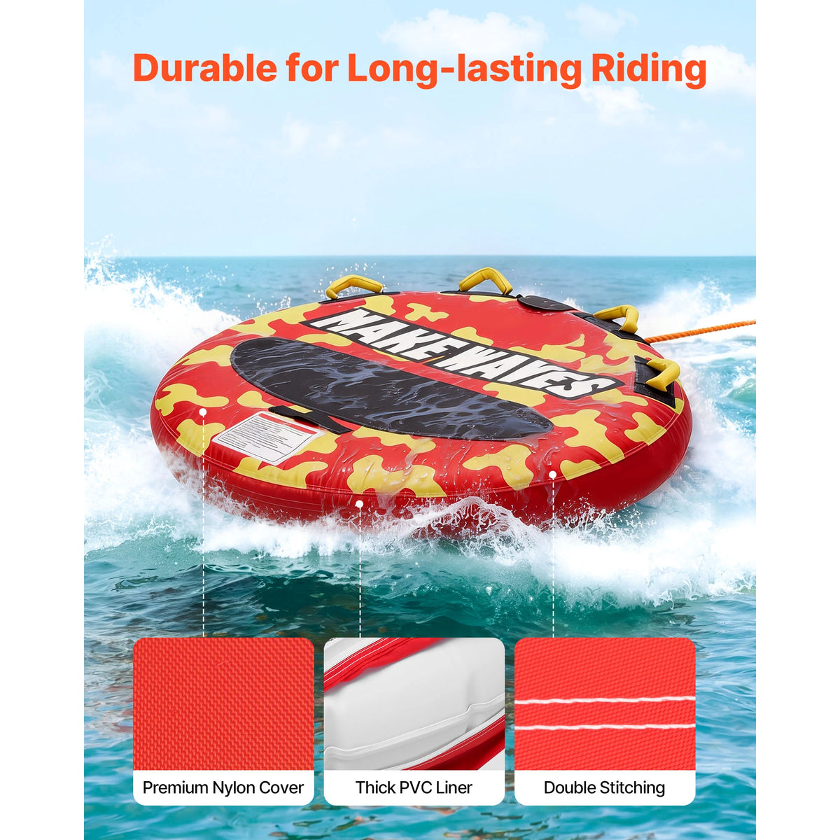 Succebuy Inflatable Towable Tube With Nylon Cover And Handles