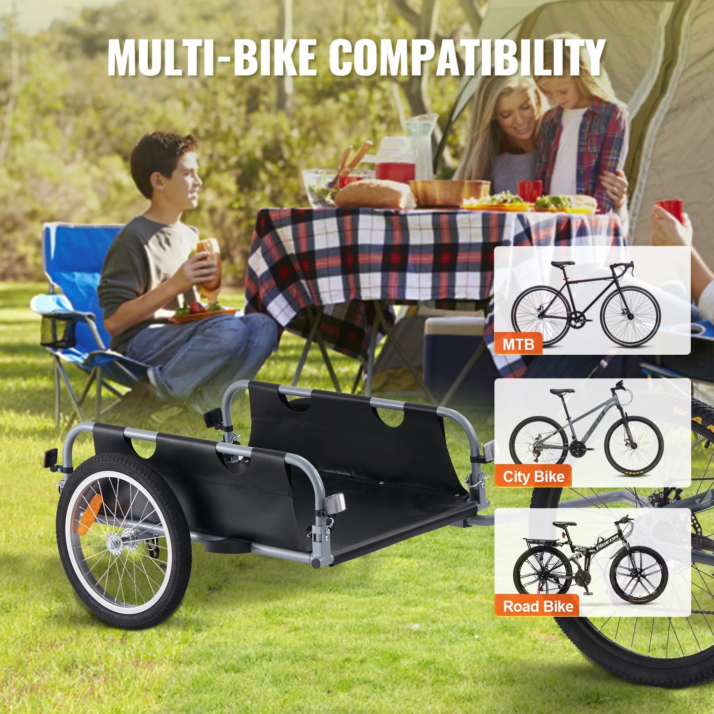 Foldable Aluminum Bike Cargo Trailer With Rear Axle Mount