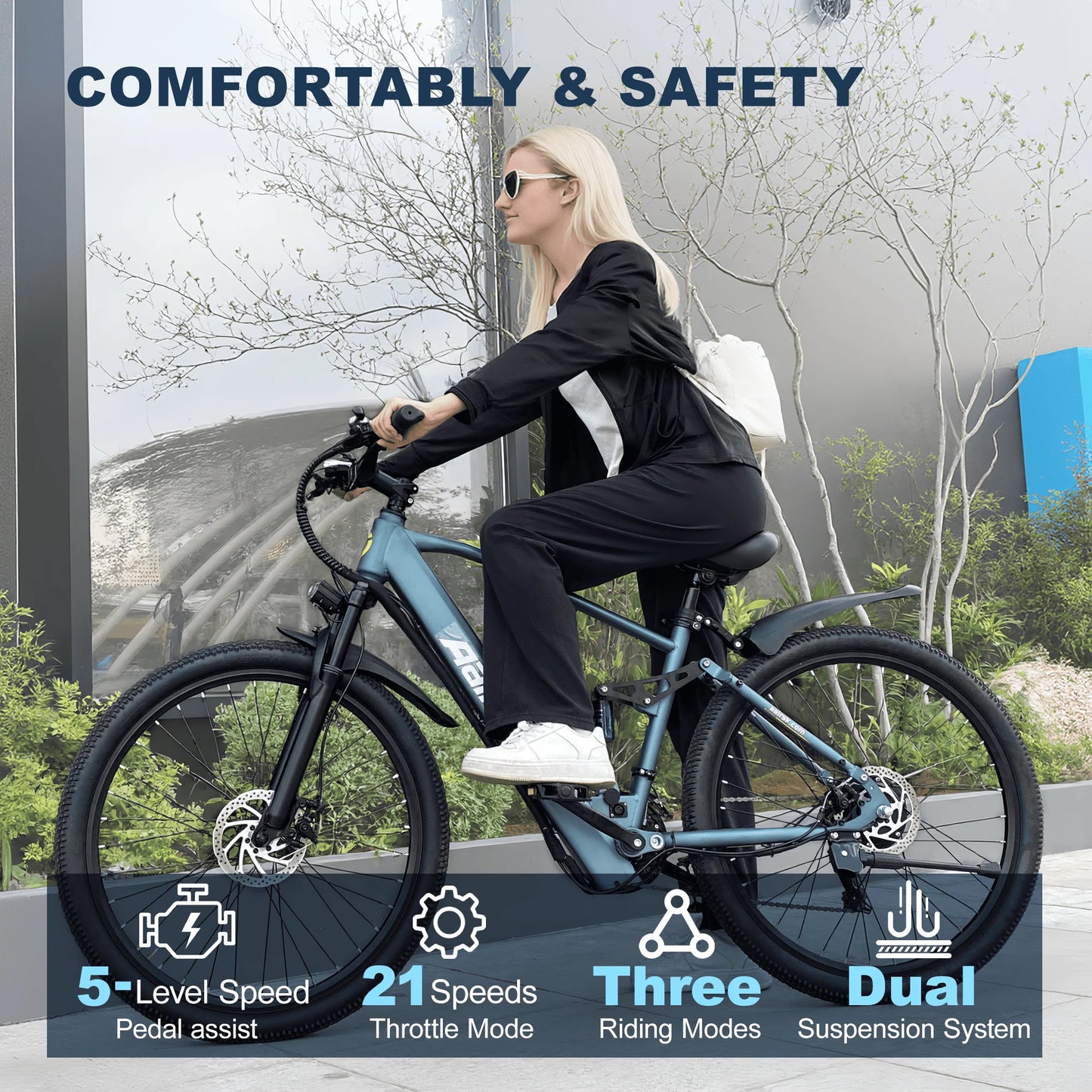 EOEOTWO 750W Peak Electric Mountain Bike With Full Suspension