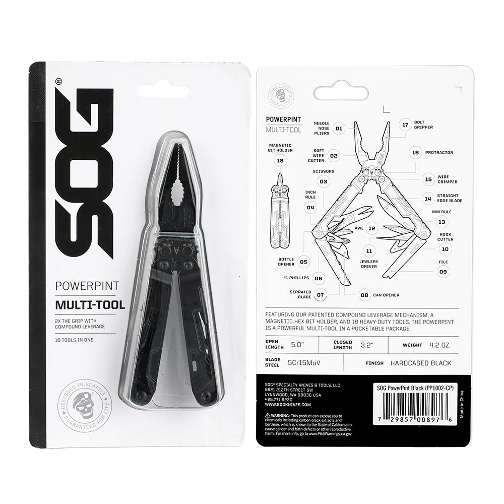 SOG PowerPint 18 In One Stainless Steel Pocket Multi Tool