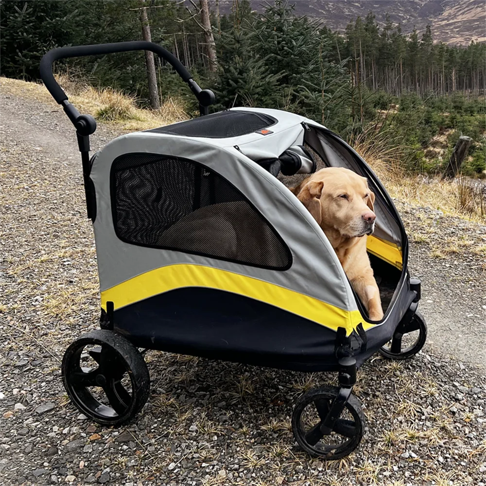 Universal Foldable Dog Stroller And Breathable Metal Pet Cart
