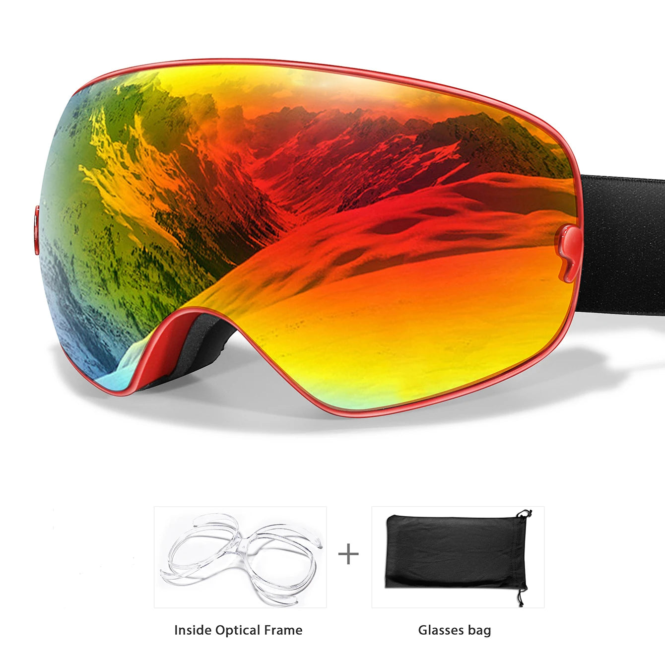 UV400 Antifog Ski Goggles Polycarbonate Lens For Outdoor Sports