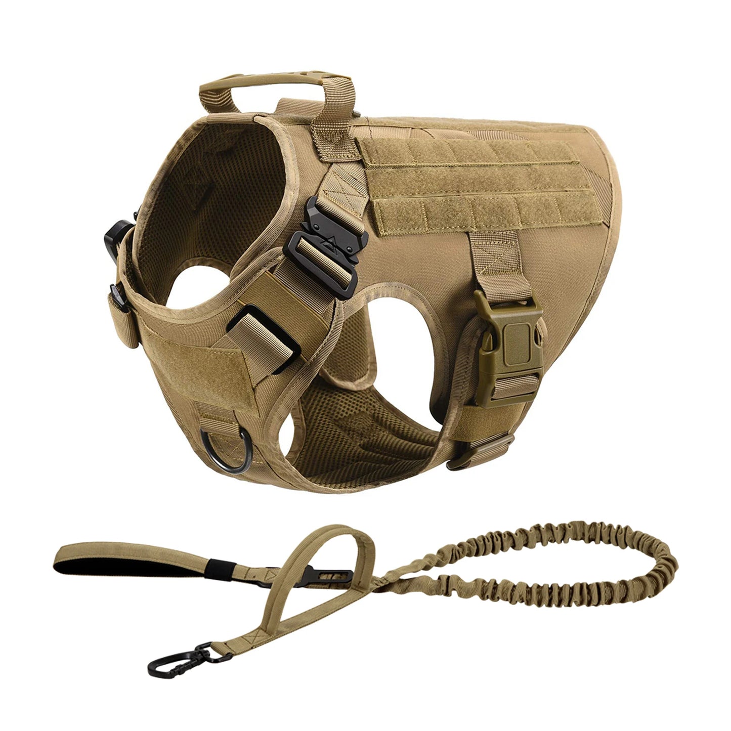 Padded Tactical Dog Harness With Quick Release Molle Pockets