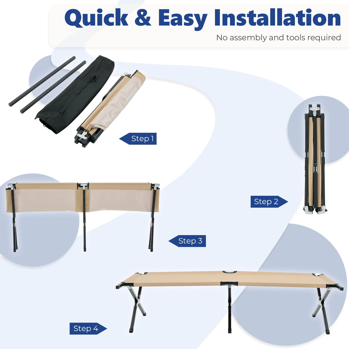 JHK Portable Folding Camping Cot Features Sturdy 300 lbs Frame