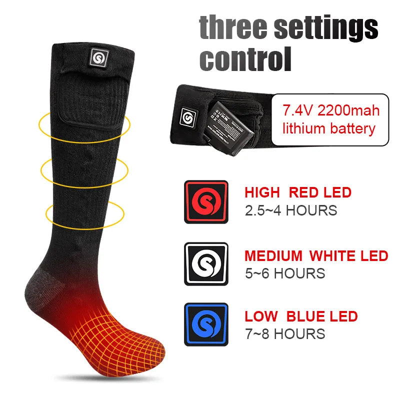 Snow Deer Heated Socks Winter Thermal Stockings Rechargeable