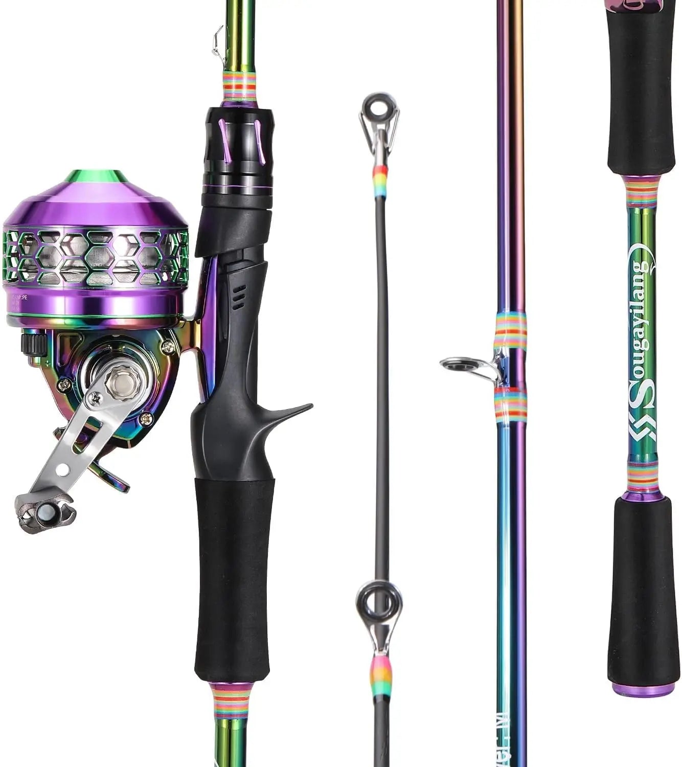 Lightweight Two Piece Spincast Fishing Rod And Reel Combo For Anglers