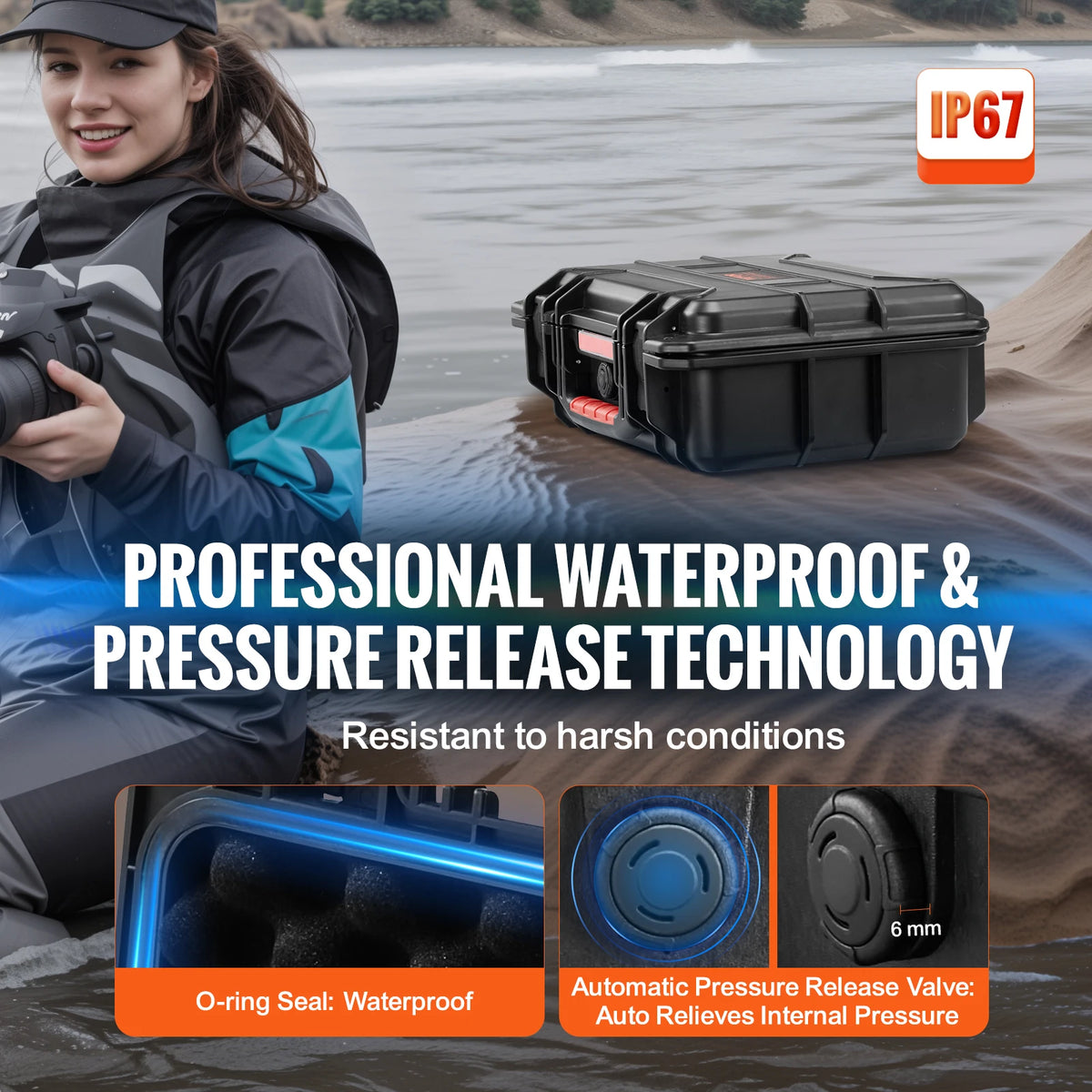 SucceBuy IP67 Waterproof Hard Case With Precut Foam And Handles