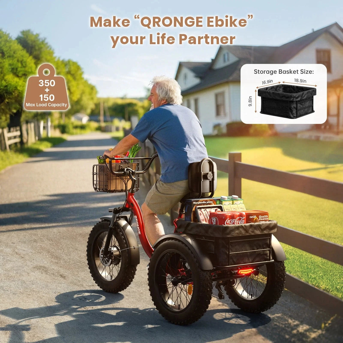 Qronge Adult Electric Tricycle With Extended Range And Power