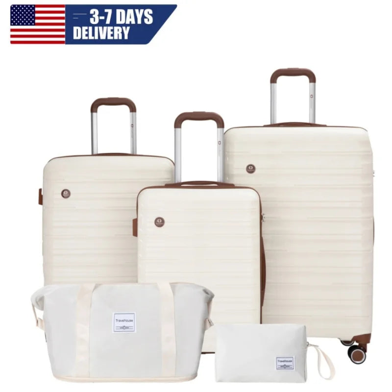 Travelhouse Five Piece Hardcase Spinner Luggage Set With TSA Lock
