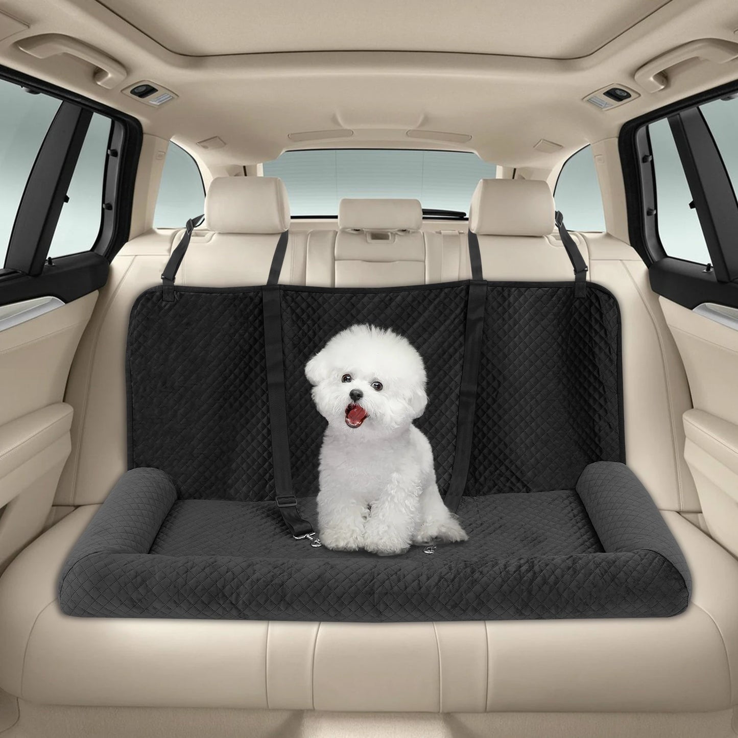 Bymaocar Comfortable Dog Car Seat With Safety Tethers And Buckles