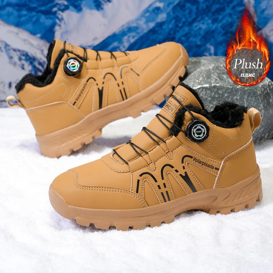 Waterproof Fleece Lined Ankle Snow Boots Non Slip Lug Sole