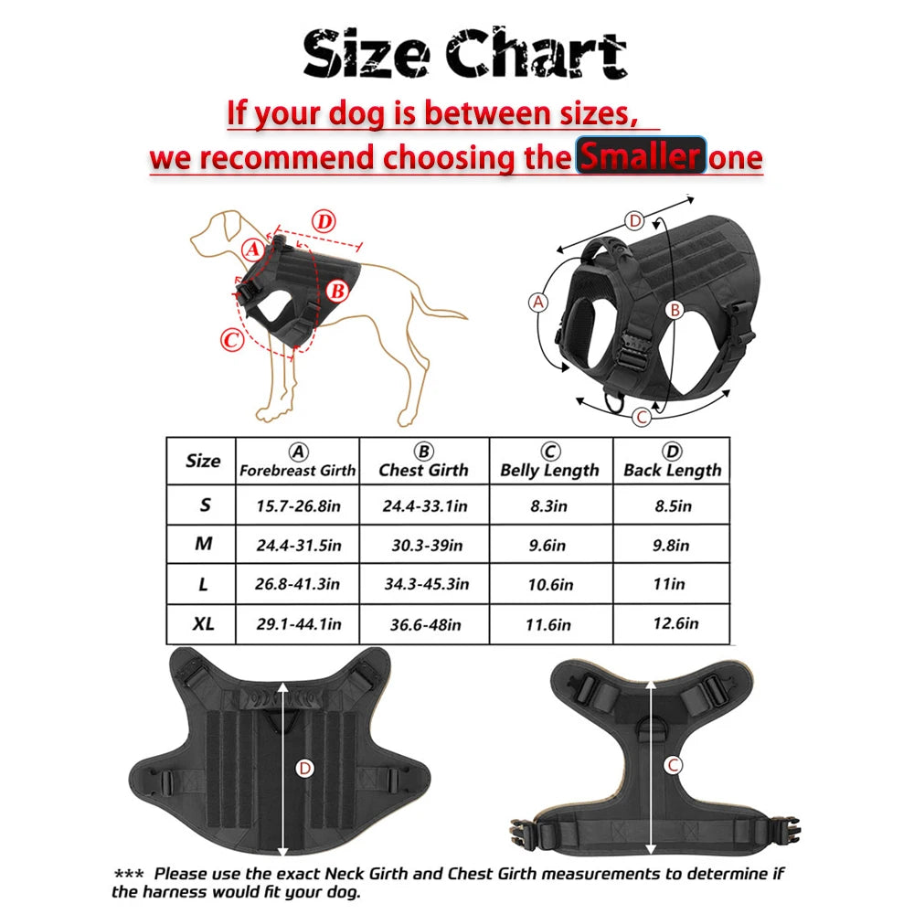 Padded Tactical Dog Harness With Quick Release Molle Pockets