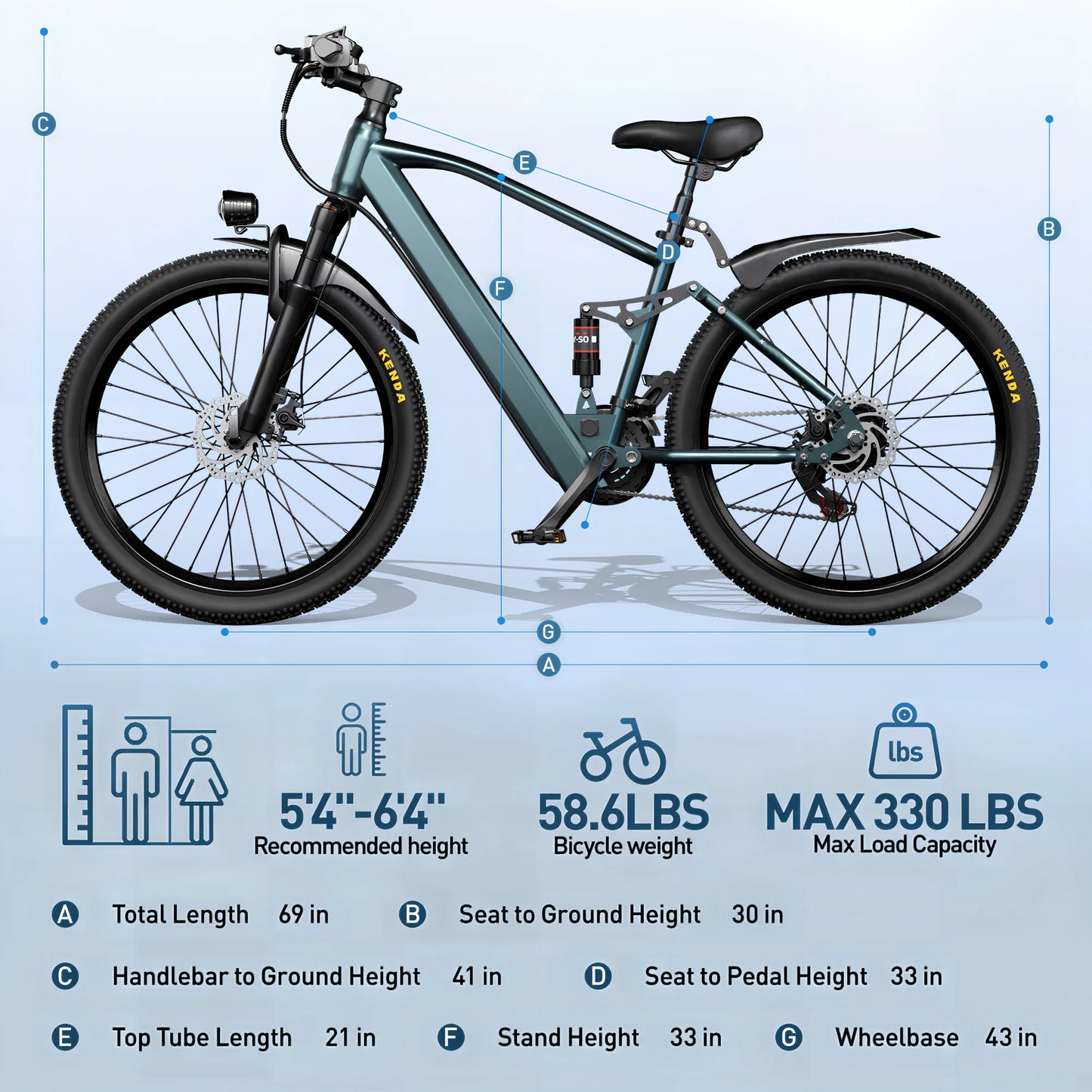 EOEOTWO 750W Peak Electric Mountain Bike With Full Suspension