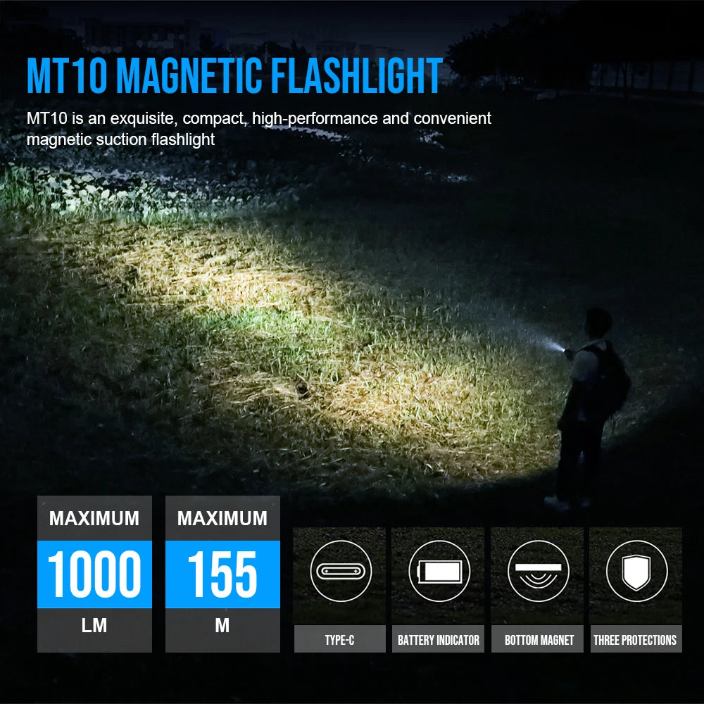 TrustFire MT10 1000 Lumens Rechargeable LED EDC Magnetic Flashlight