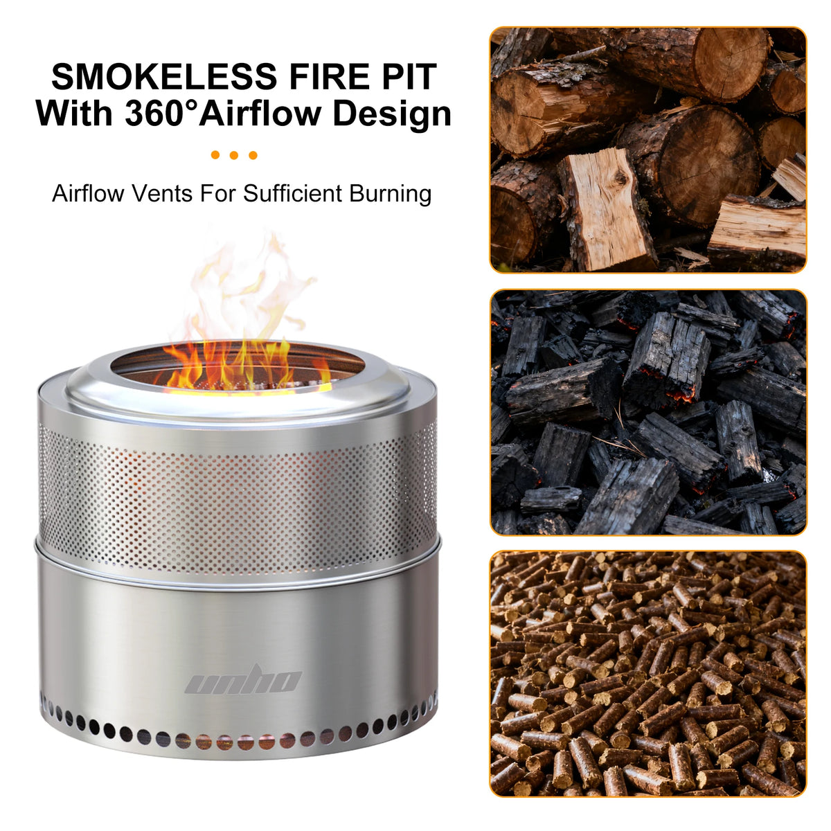 Stainless Steel Smokeless Fire Pit Including Carry Bag Outdoor