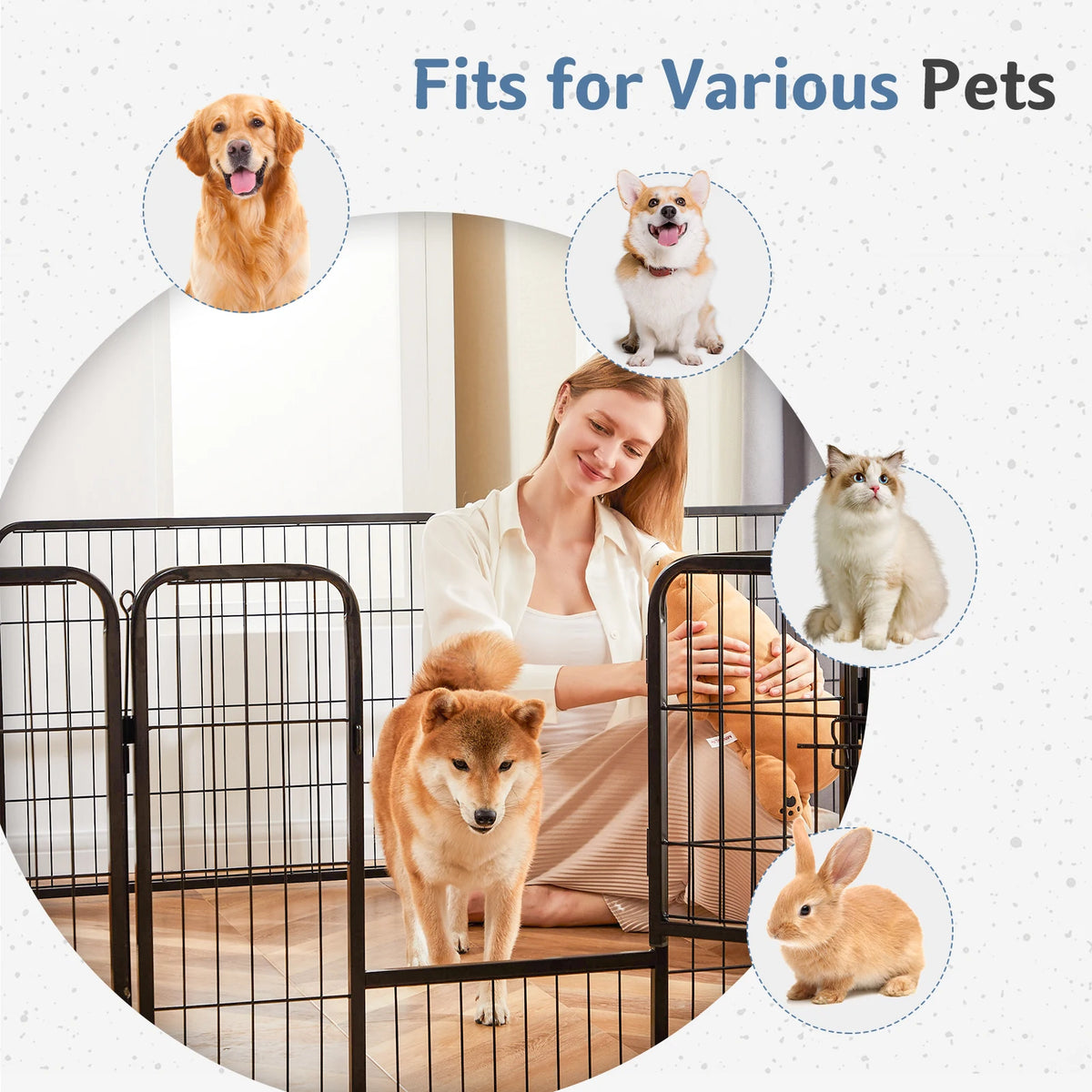 JHK Metal 8 Panel Dog Playpen Foldable Pet Exercise Fence