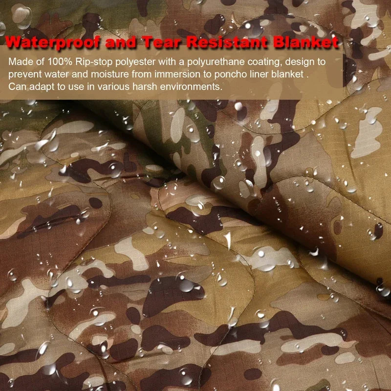 Tactical Camouflage Quilted Water Repellent Blanket For Camping Hunting