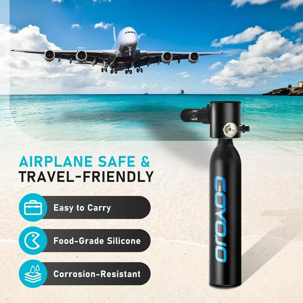 Goyojo Mini Reusable Scuba Diving Tank Cylinder Kit With Pump