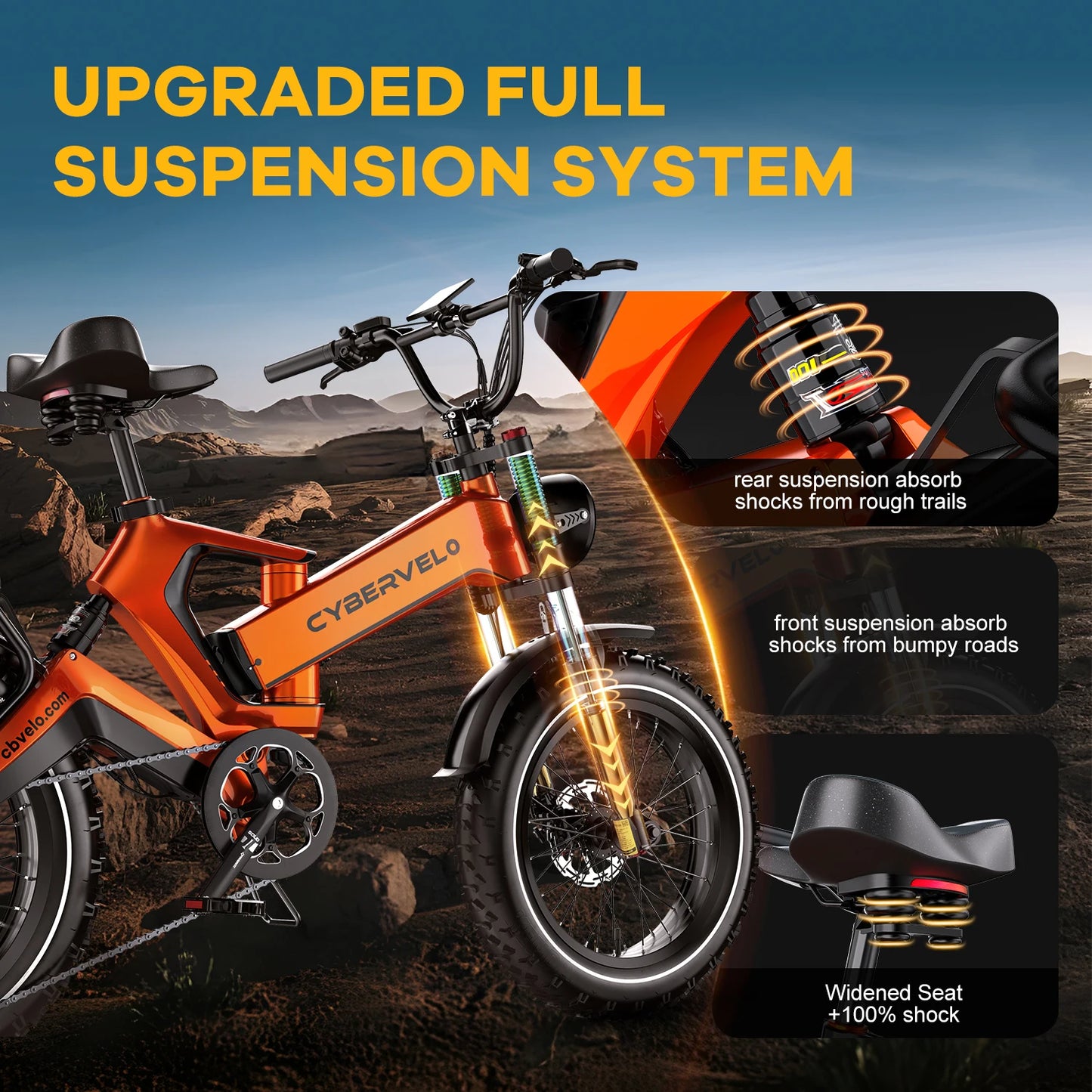 Cybervelo 2000W Foldable Fat Tire Electric Bike With 48V Battery