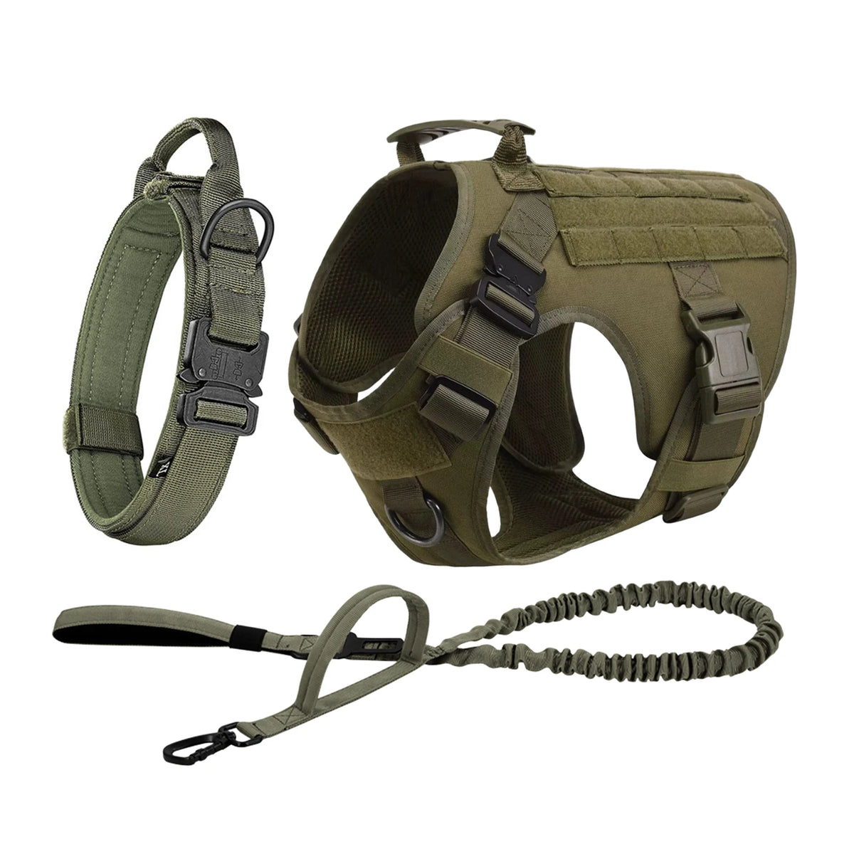 Padded Tactical Dog Harness With Quick Release Molle Pockets