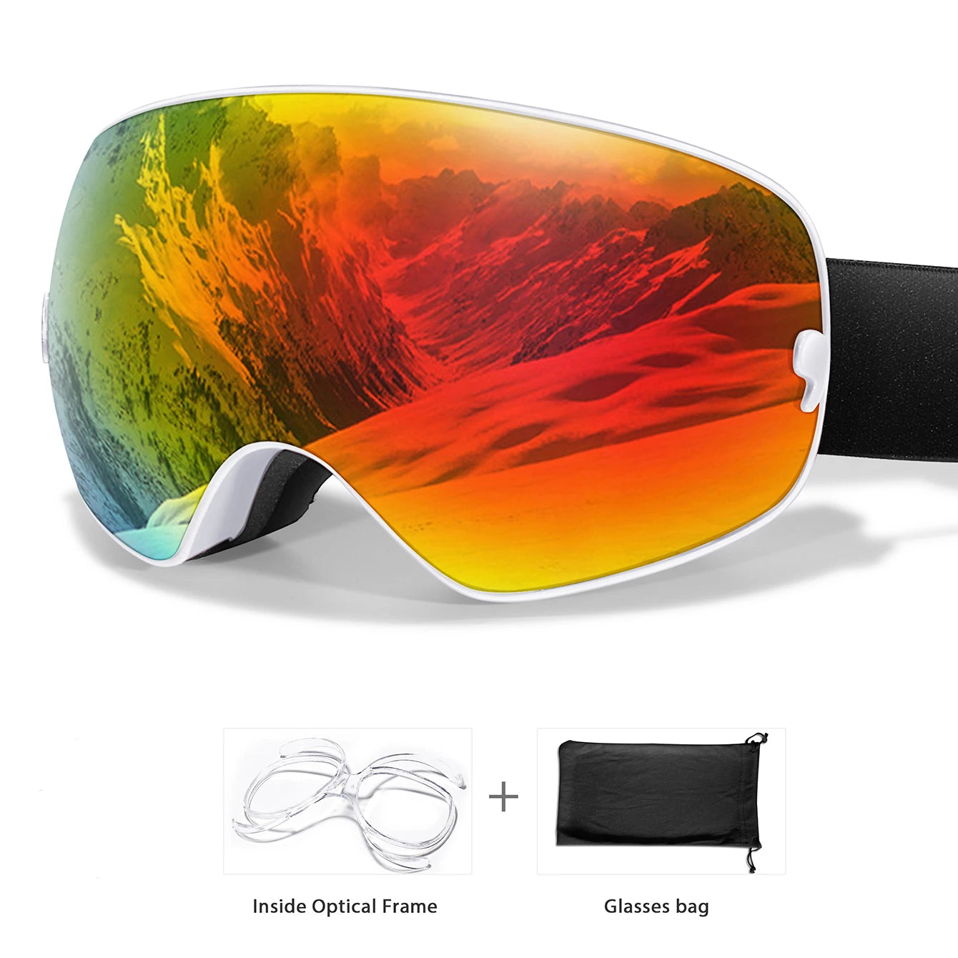 UV400 Antifog Ski Goggles Polycarbonate Lens For Outdoor Sports