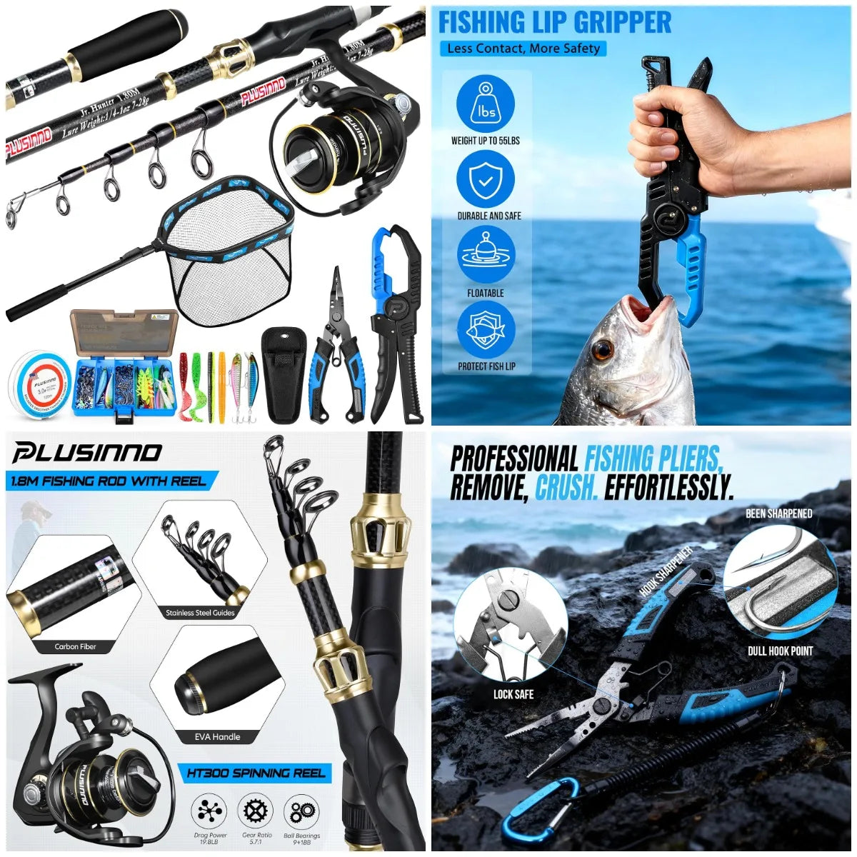 YTYIN Spinning Fishing Rod And Complete Fishing Gear Kit