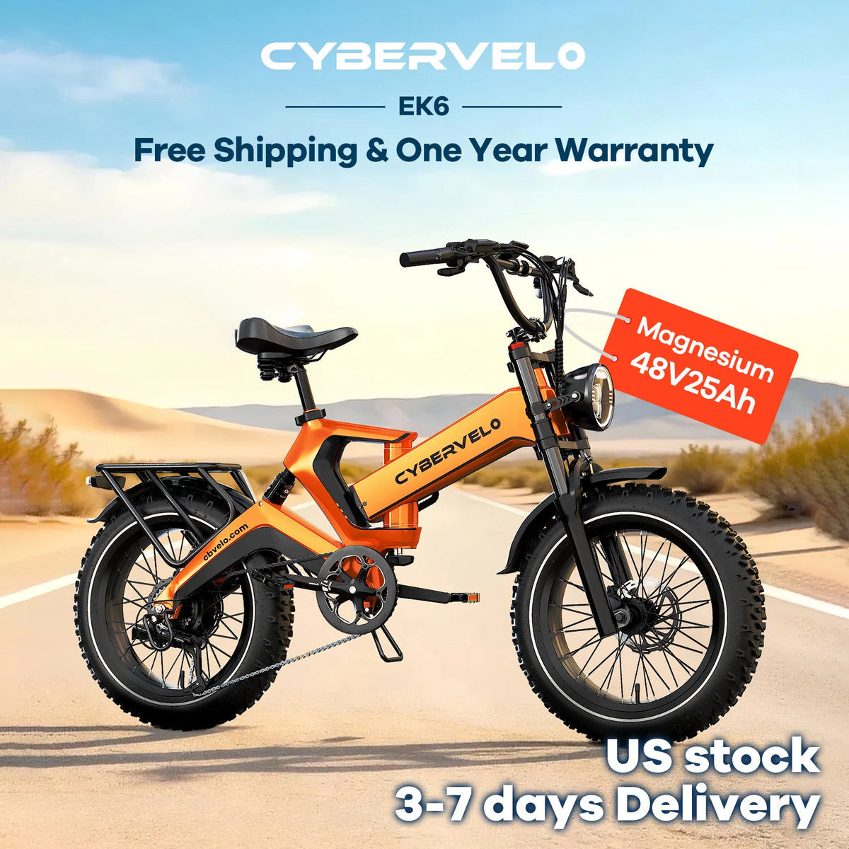 Cybervelo 2000W Foldable Fat Tire Electric Bike With 48V Battery