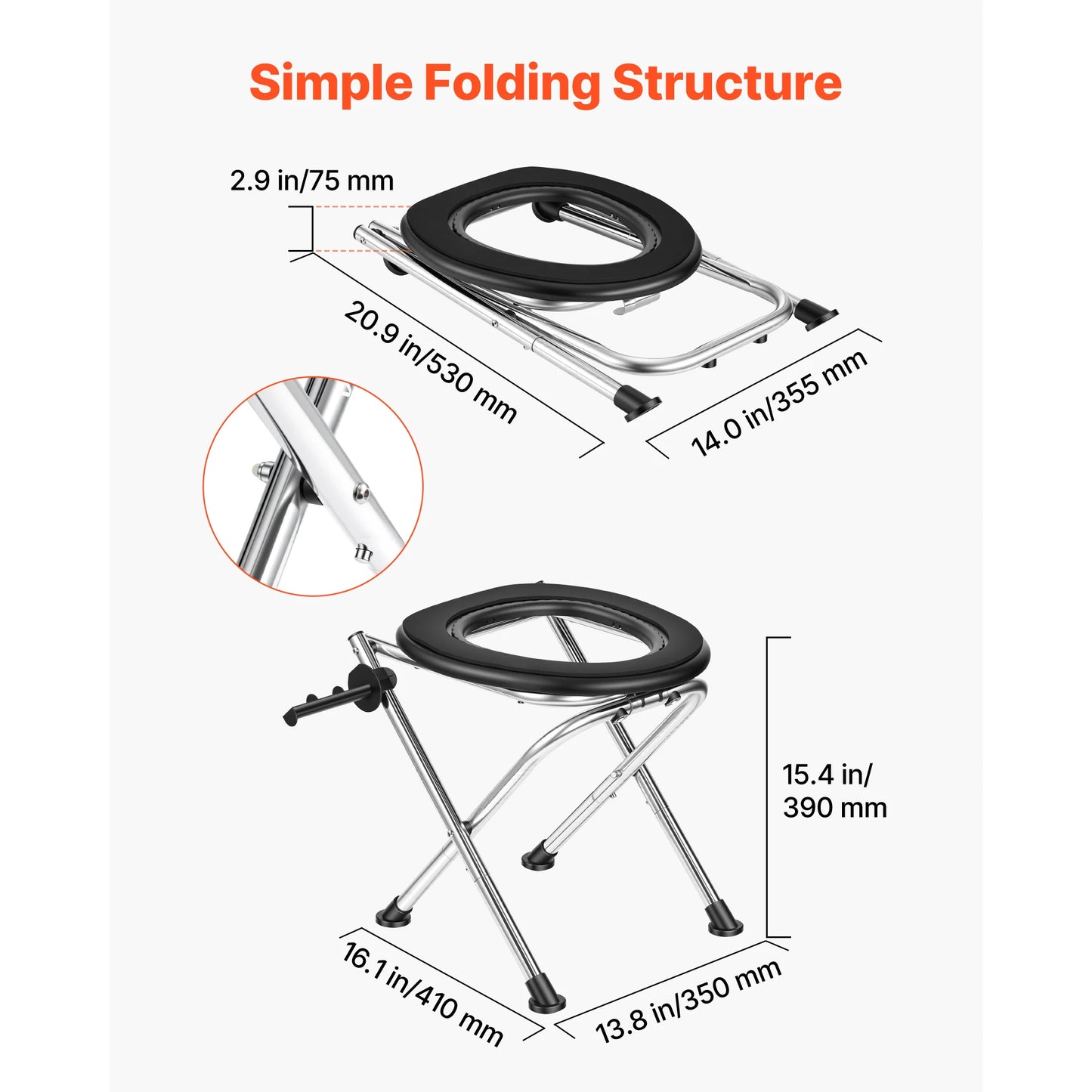 SucceBuy Foldable Toilet RV Camping Soft Seat 350 Lbs Capacity