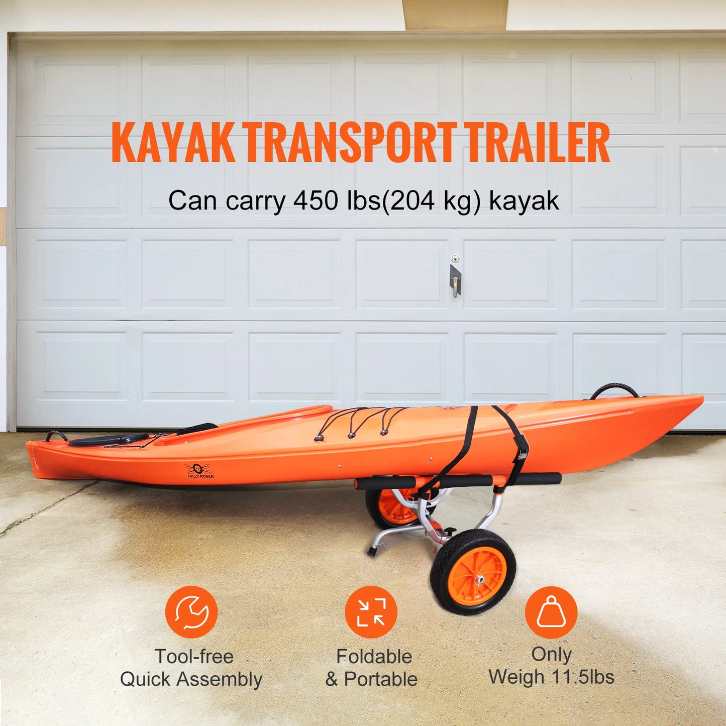 SucceBuy Detachable Aluminum Kayak Cart For Canoe And Paddleboard Transport