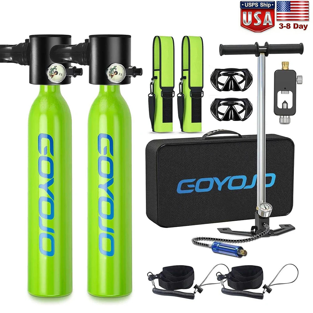 Goyojo Mini Reusable Scuba Diving Tank Cylinder Kit With Pump