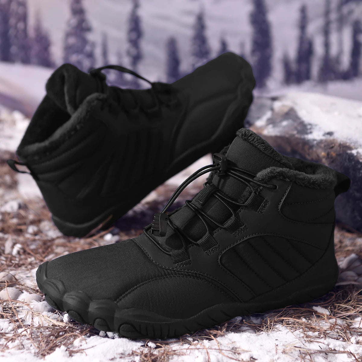 Unisex Winter Fleece Lined Five Toe Snow Boots For Hiking