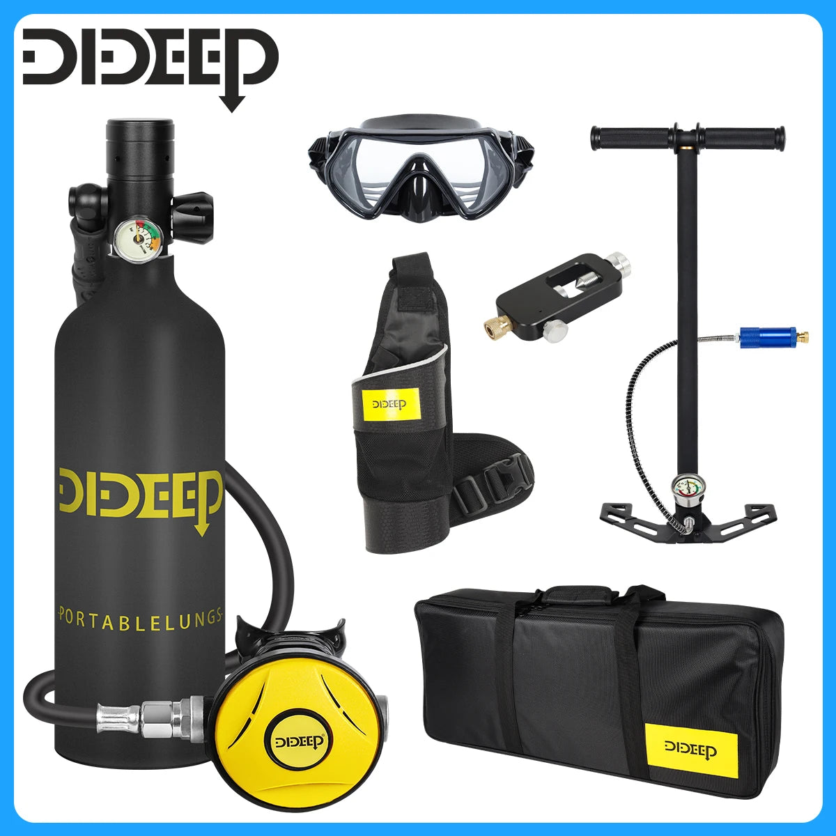 DIDEEP Mini Scuba Diving Cylinder With Hand Pump Set