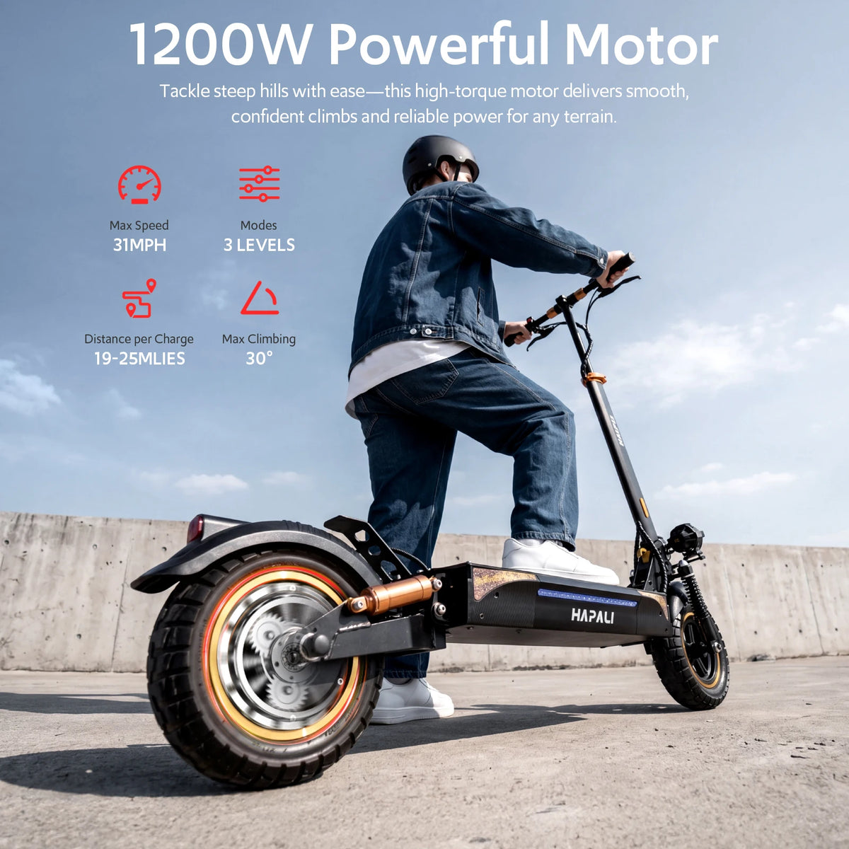 Osboo 1200W Off Road Folding Electric Scooter With Dual Suspension