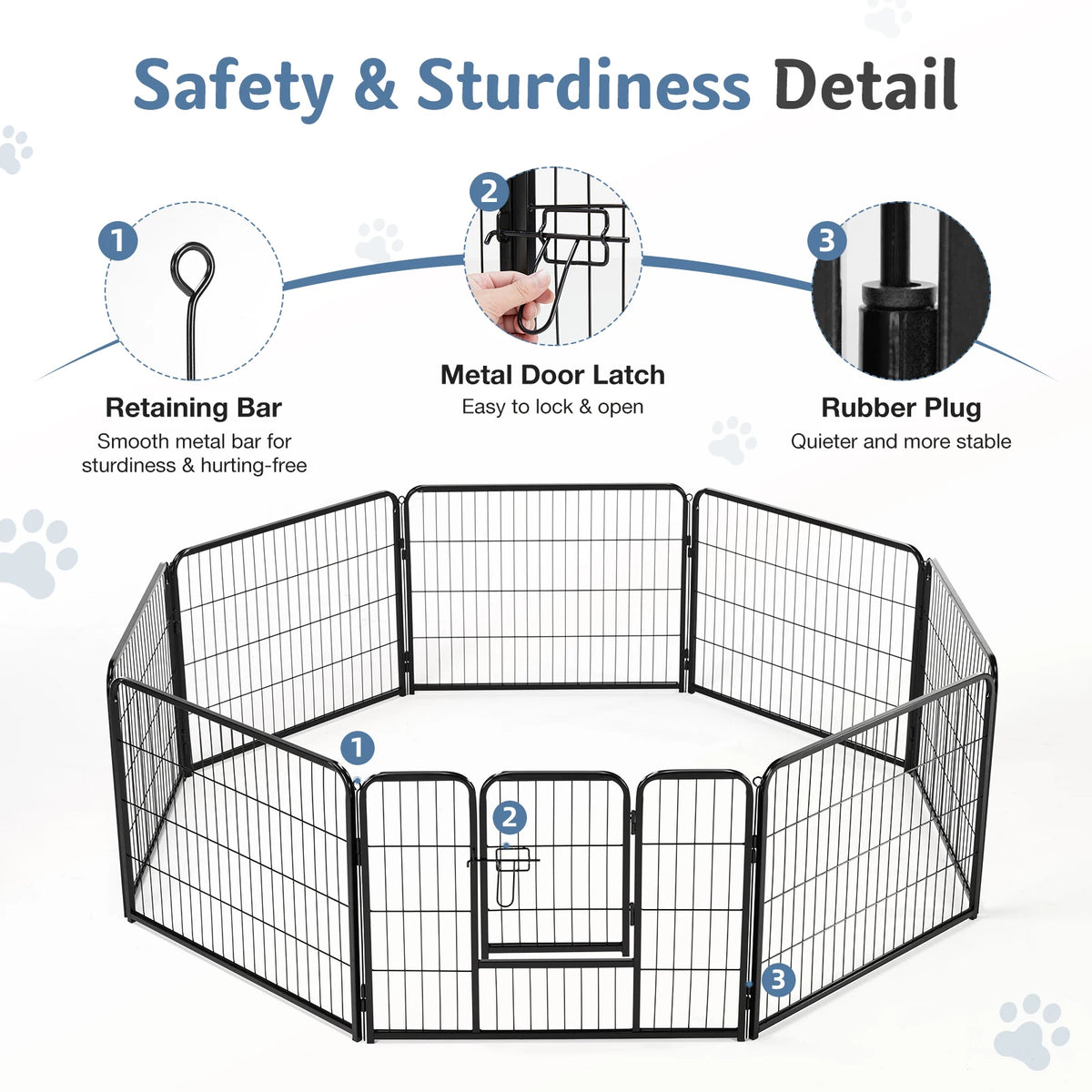 JHK Metal 8 Panel Dog Playpen Foldable Pet Exercise Fence