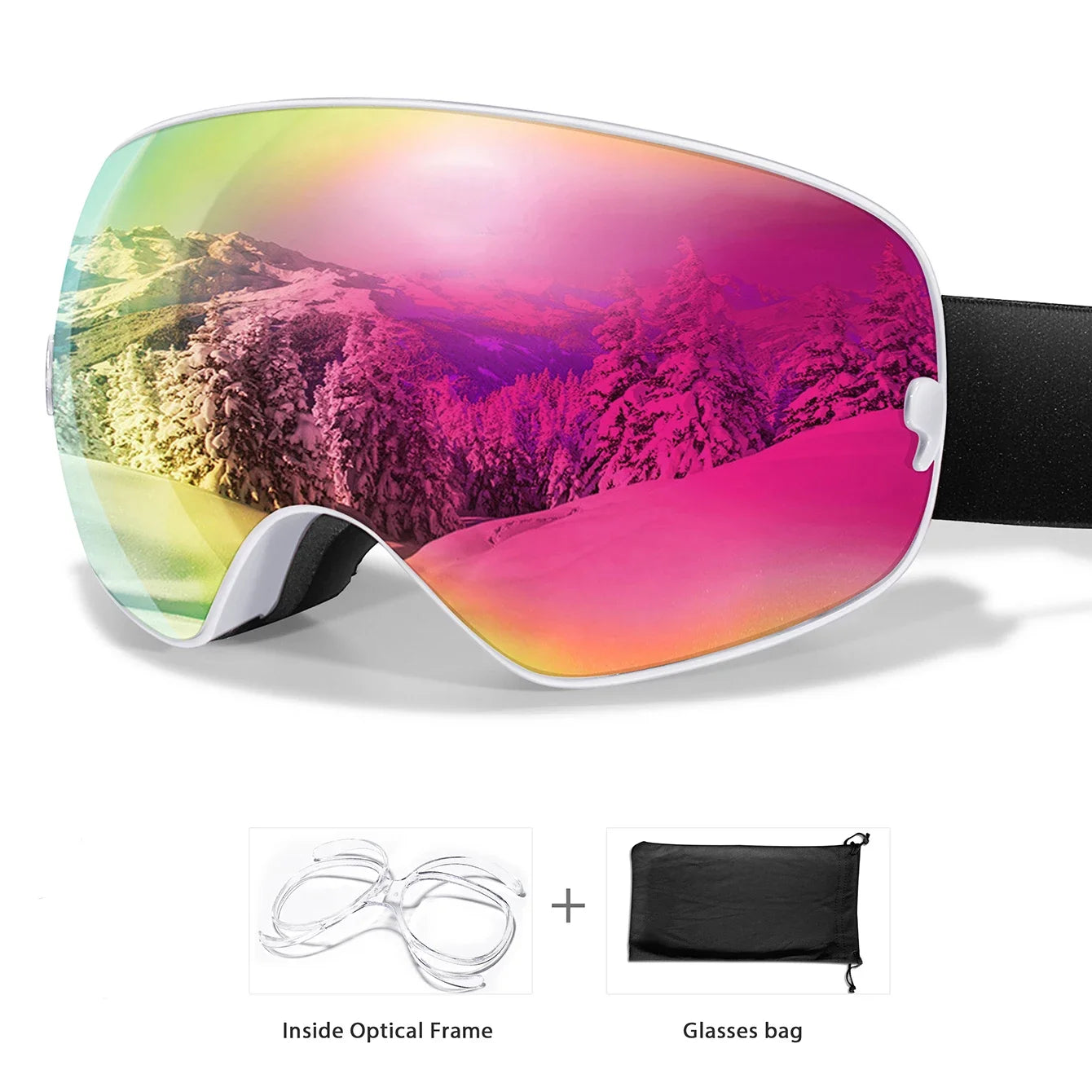 UV400 Antifog Ski Goggles Polycarbonate Lens For Outdoor Sports