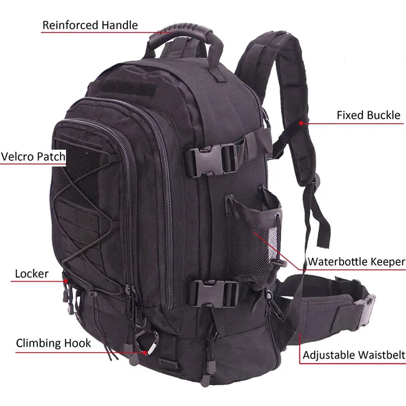 LQARMY Military Tactical Backpack Molle Assault Rucksack For Hiking