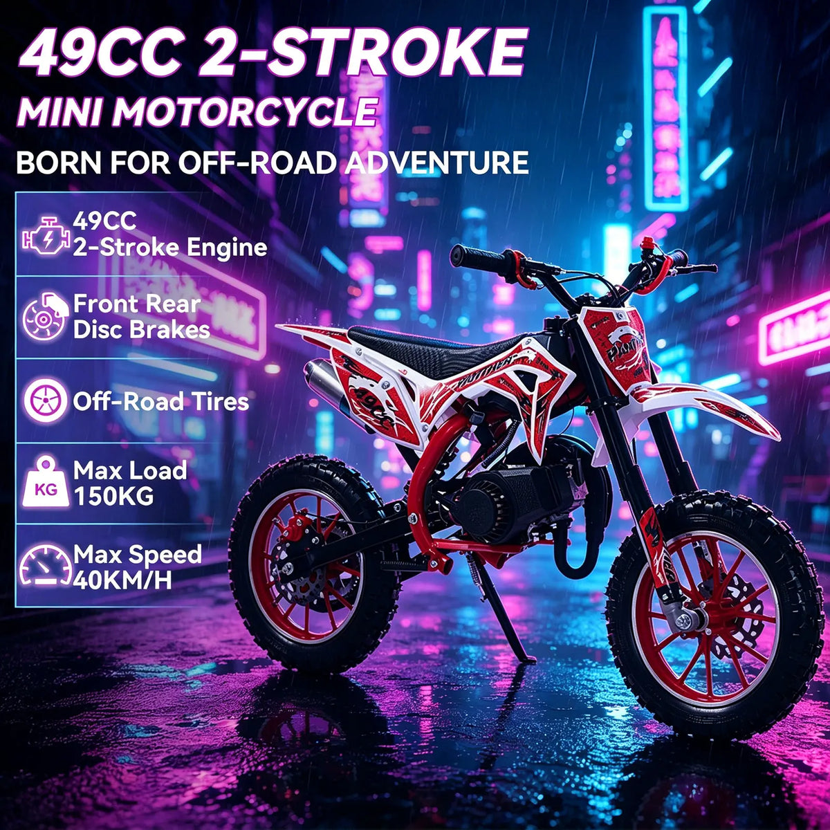 49cc Kids Gas Dirt Bike 2 Stroke Motocross Mini Motorcycle