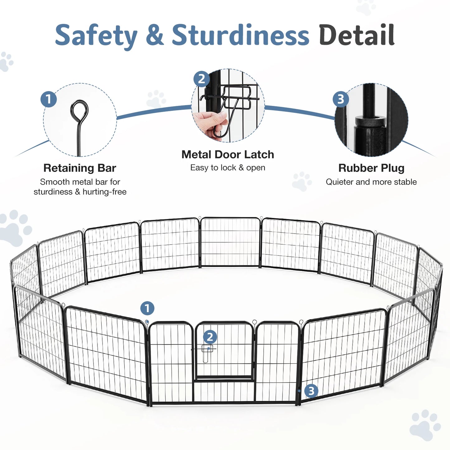 JHK Foldable Metal Dog Playpen And Sturdy Pet Fence