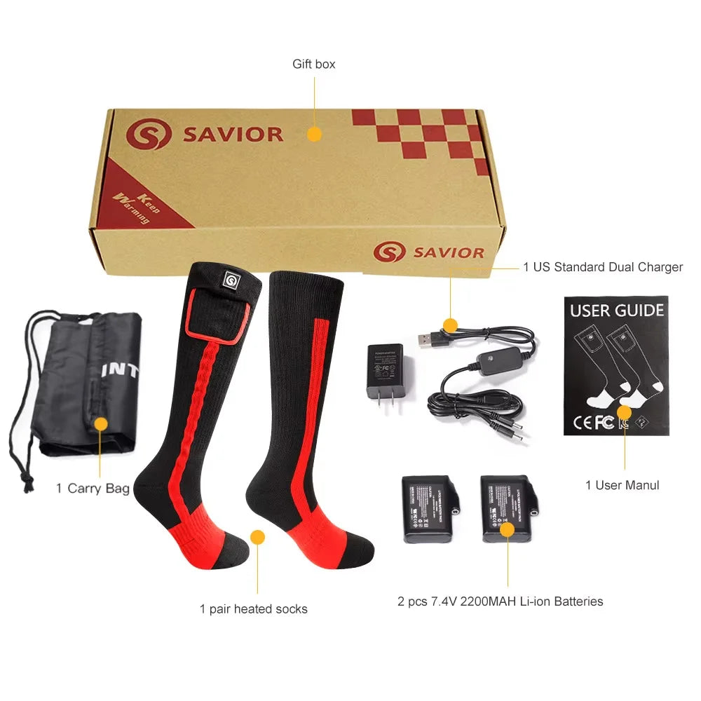 Savior Rechargeable Heated Socks For Winter Outdoor Sports Comfort
