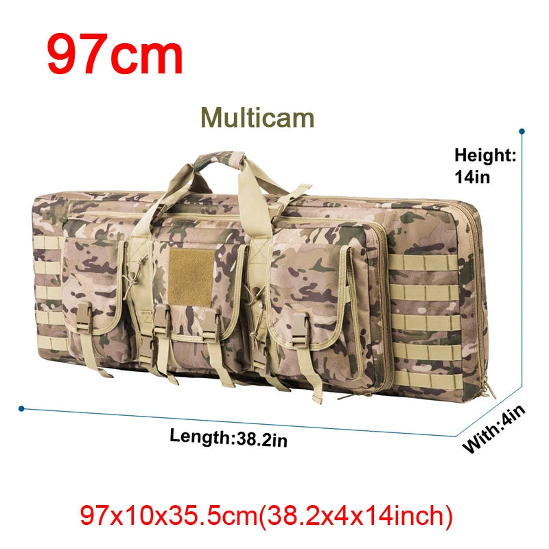 LQARMY Tactical Double Rifle Case Molle Hunting Airsoft Backpack