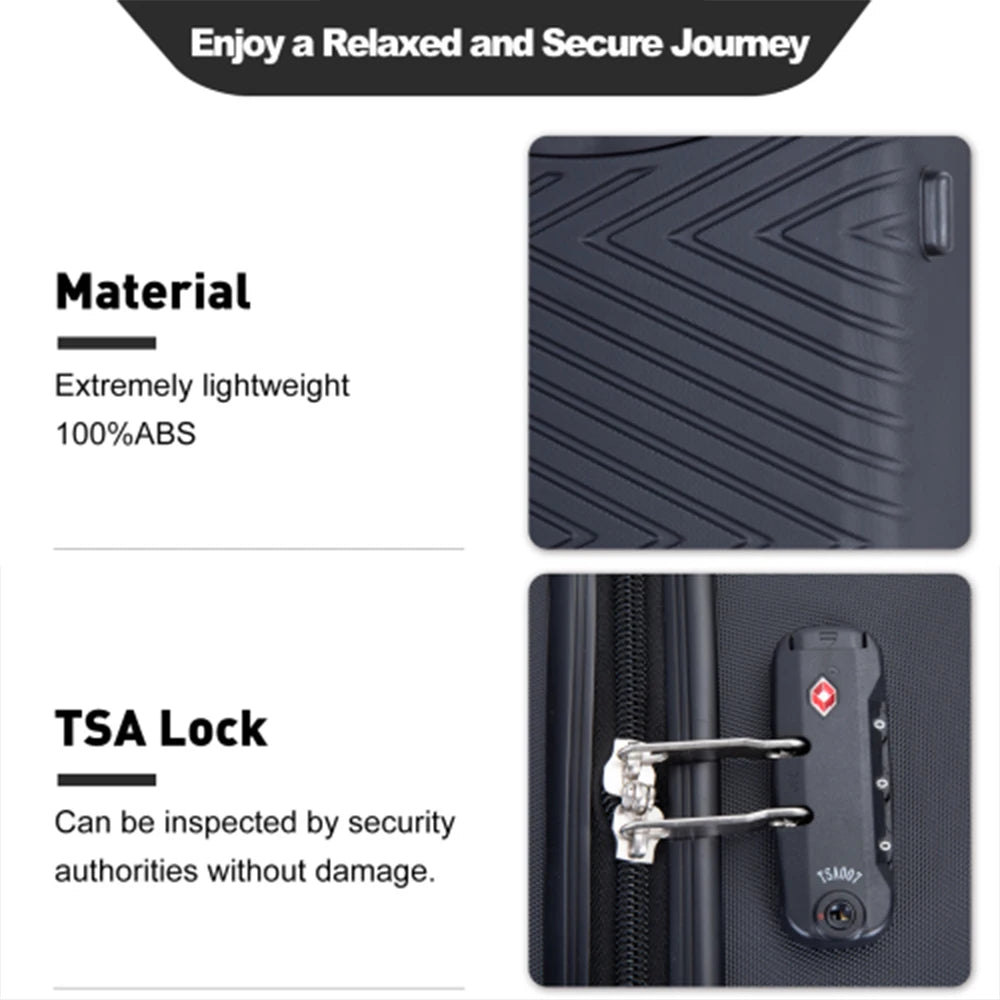 Travelhouse ABS Luggage Set With Spinner Wheels And TSA Lock