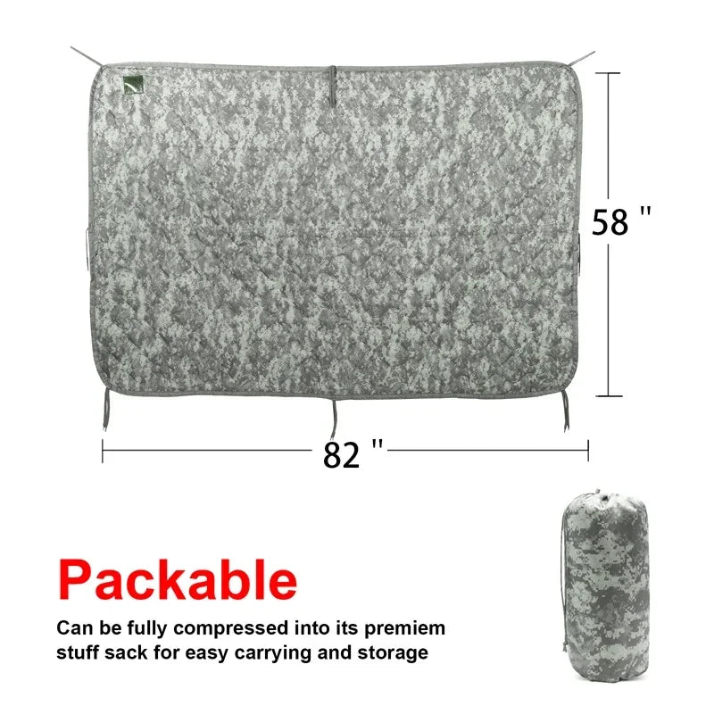 Tactical Camouflage Quilted Water Repellent Blanket For Camping Hunting