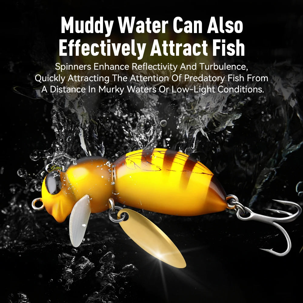 Kingdom Floating Wasp Minnow Fishing Lure With Spinner Hook