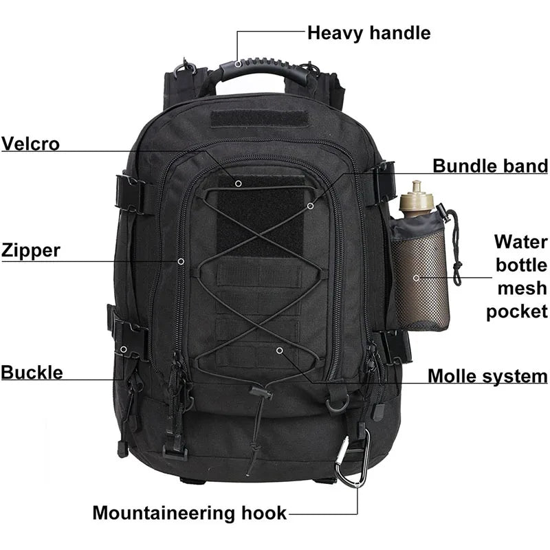 LQARMY Military Tactical Backpack Molle Assault Rucksack For Hiking