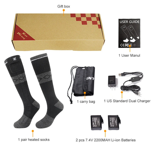 Snowdeer Rechargeable Heated Socks Electric Winter Thermal Cycling Warmth